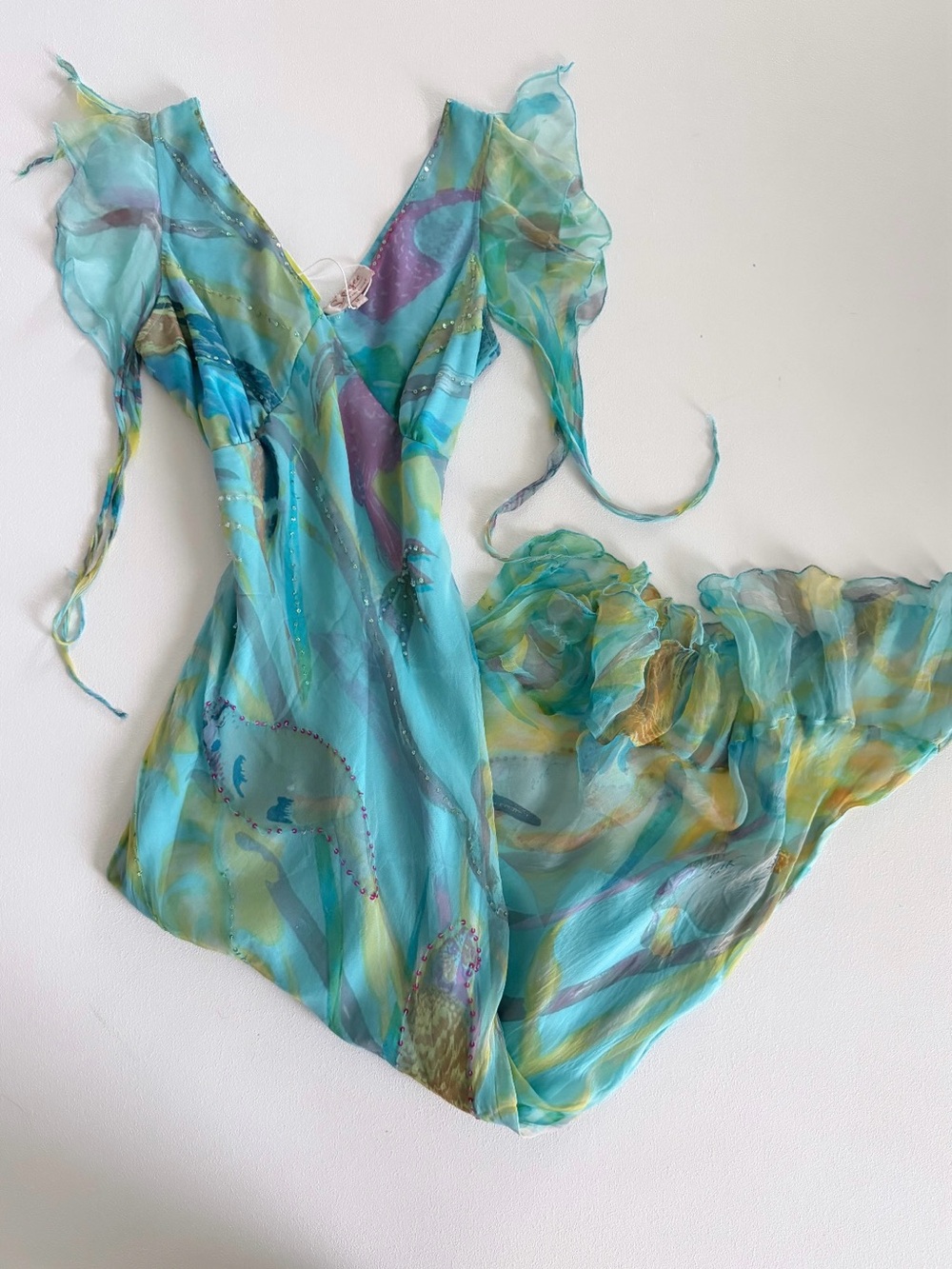 Vintage Fairy Dreamy Sheer Beaded Midi Dress